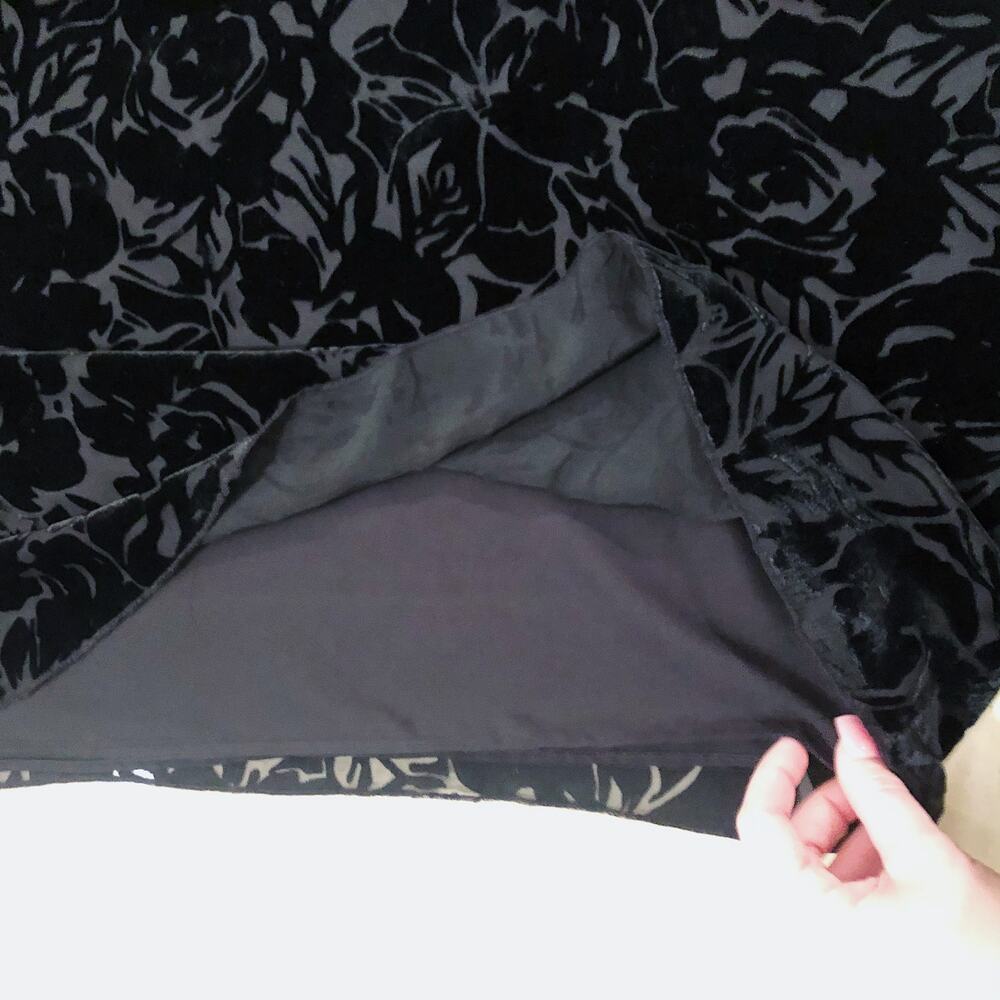 Aritzia Wilfred Floral Silk Velvet Overlay Black Mini Tunic Shirt Dress XS - Picture 8 of 9